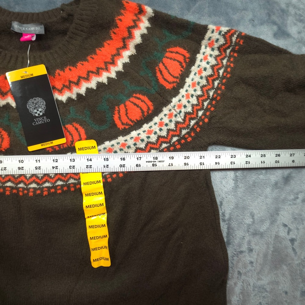 Vince Camuto Womens Brown Halloween Pumpkin Fair Isle Sweater SV7755201 M - Picture 4 of 7